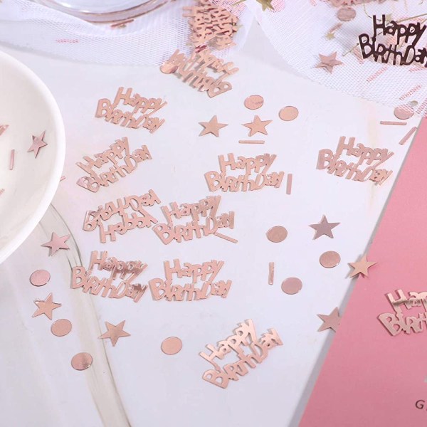 6 pakke Gratulerer med dagen konfetti rosa gull glitter konfetti bord sirkel stjerne konfetti for bursdagsfest ferie dekorasjoner