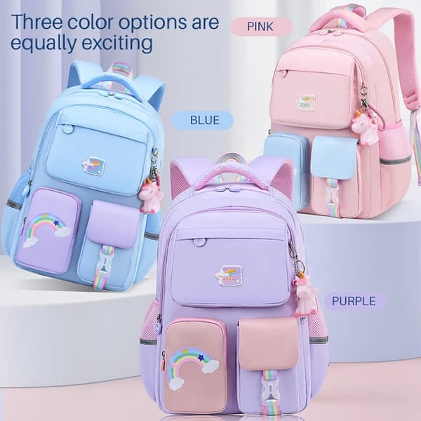 Kevyt koulureppu pojille ja tytöille Pink small backpack(double layer)