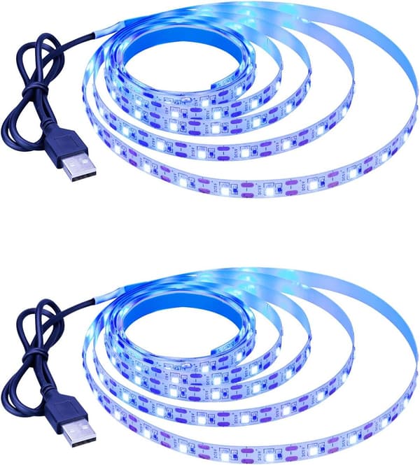5V USB LED-list Blå 6000K USB-driven 4M (2st) Flexibel SMD2835 Hög Ljusstyrka Ej Vattentät IP20 LED-tejpbelysning