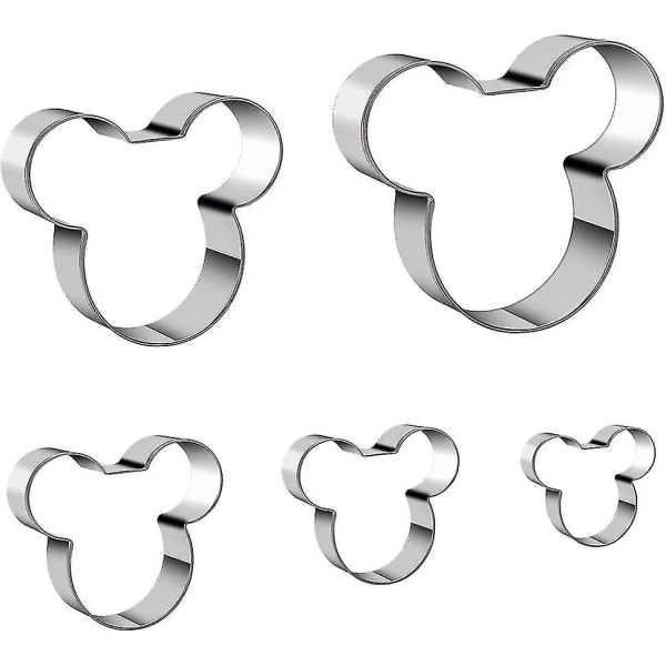 5 stk Cookie Cutter Sæt, Mickey Og Minnie Mouse Cookie Cutter Sæt til børn, Mickey Mouse Head, Minnie Mouse, Minnie Bow