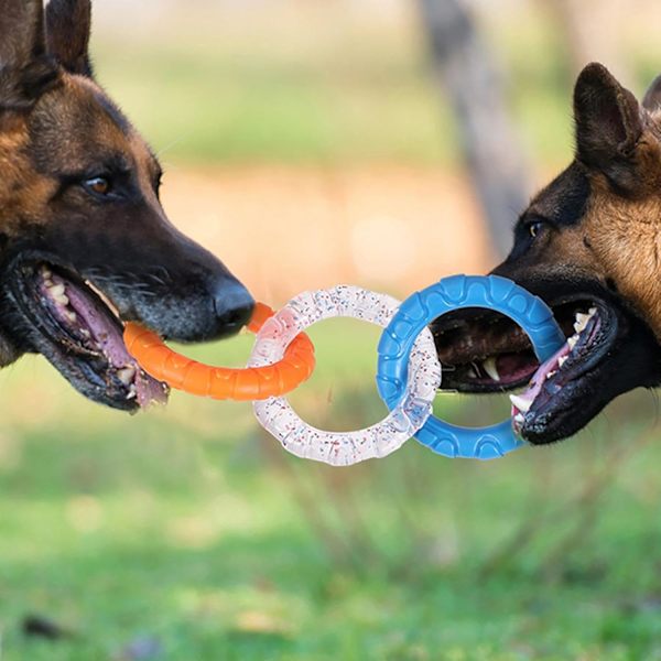 Aggressiva hundtuggleksaker,  Interactive Squeak Toys Dog Chewing Ring Toy,Chew Toys Ring för tandrengöring, oförstörbara hundleksaker för små Orange1