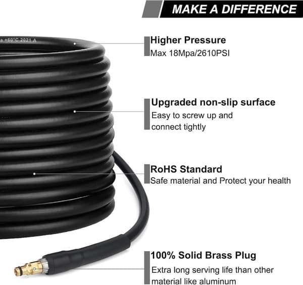 6m Replacement Hose for Kärcher K-Series Pressure Washers K2 K3 K4 K5 K6 K7 Click Plug Quick Connect-Perfect 6m