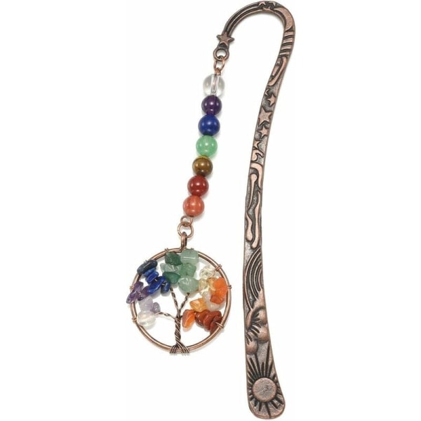 Bogmærke Tree of Life Chakra Metal Bogmærke Pendant 7Chakra Vintage Crystal Beads