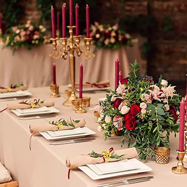 Blad serviettring, 12 stk metall serviettspenneholder for bryllupsfest middagsborddekorasjon (12 blader, gull)