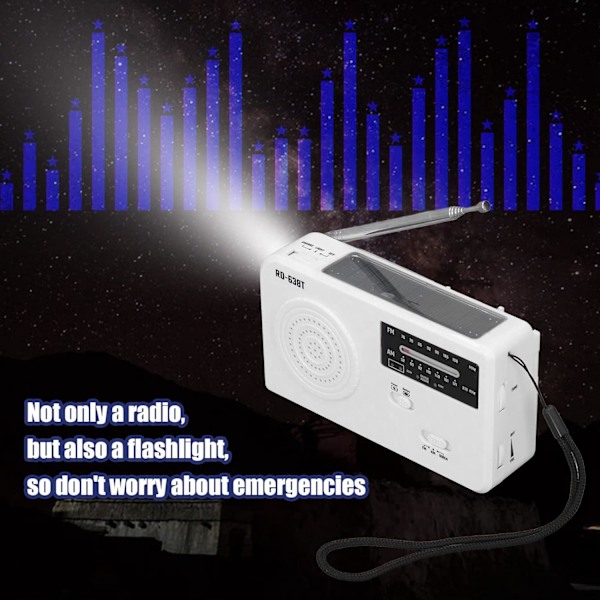 Håndsvinget Solradio, Bærbar Radio med Lommelygte, Læselampe Flere Strømkilder