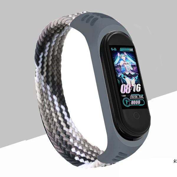 Nylon flettet urrem til Xiaomi Mi Band 4 3 rem Solo Loop NFC ur armbånd damer Smart Band gavebælte Correa Mi Band 7 6 5 sort Black Mi Band 7 6 5 4 3