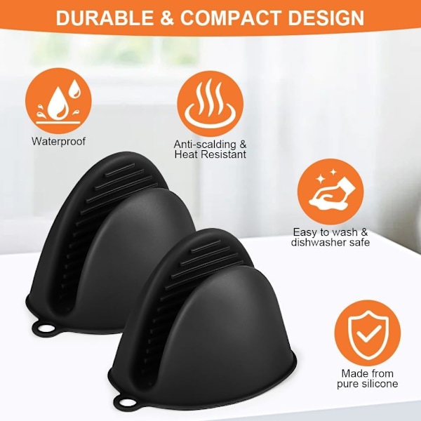 1 Par Silikon Grytekluter - Ninja Gryteunderlag - Varmebestandige Fingergrep Hansker Gummi for Airfryer, Grill, Matlaging og Baking