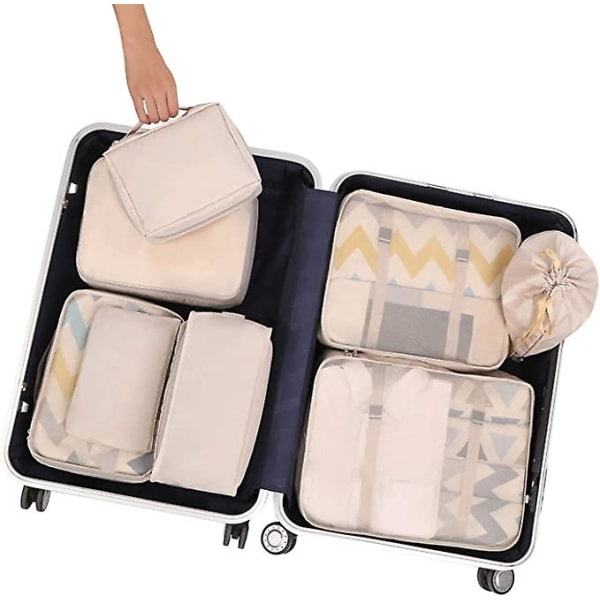 Sæt Packing Cubes Bagage Packing Organizers til rejsetilbehør Sort