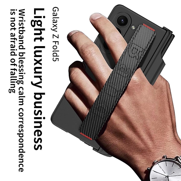 Z Fold 5 Deksel, Slankt PC-deksel for Samsung Galaxy Z Fold 5 med Magnetisk Hengselbeskyttelse, Skjermbeskytter & Armbånd (Med Penn) Sølv_xx Silver For Galaxy Z Fold 5