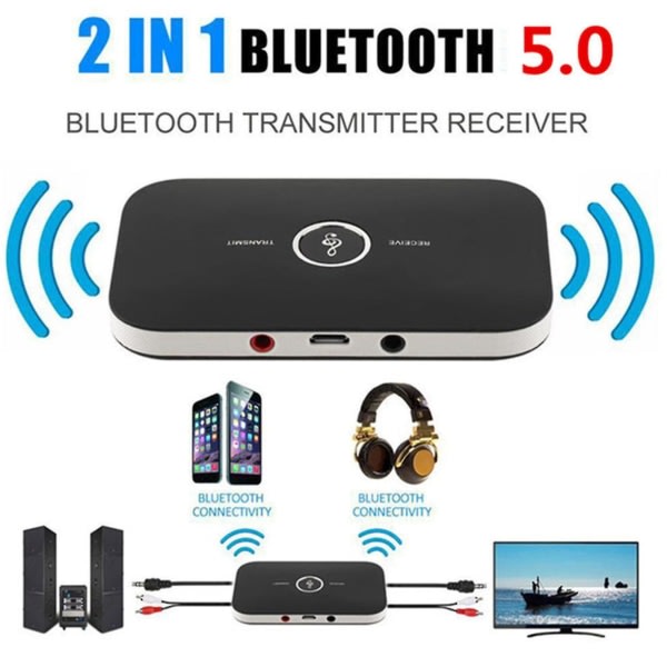 2 i 1 trådløs Bluetooth 5.0-mottaker hjemme-tv stereolydadapter for bærbar PC-telefon Junmai