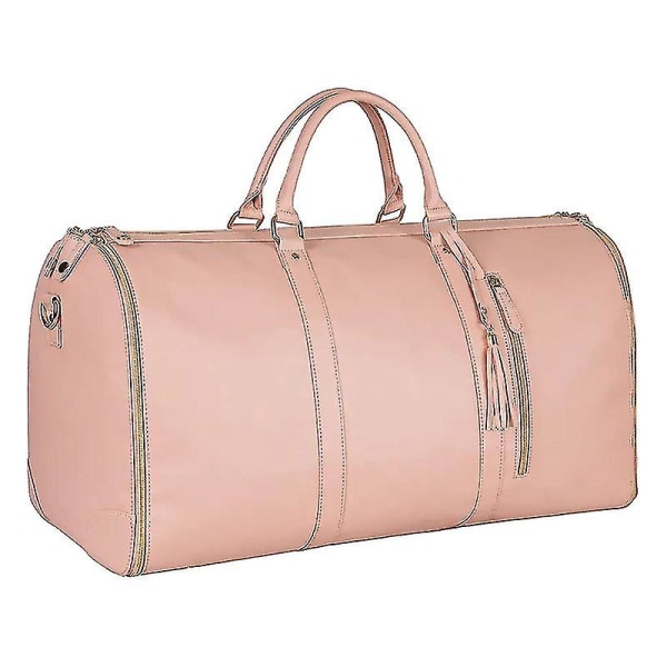 Carry On Garment Bag, Stor PU-läder duffelväska för kvinnor, Vattentäta klädpåsar XC Pink