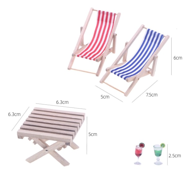 1 sett dukkehus miniatyrer mini strandstoler kobber skrivebord lite husmøbler mini husdekor leker（7,5x5x6cm，assortert farge）