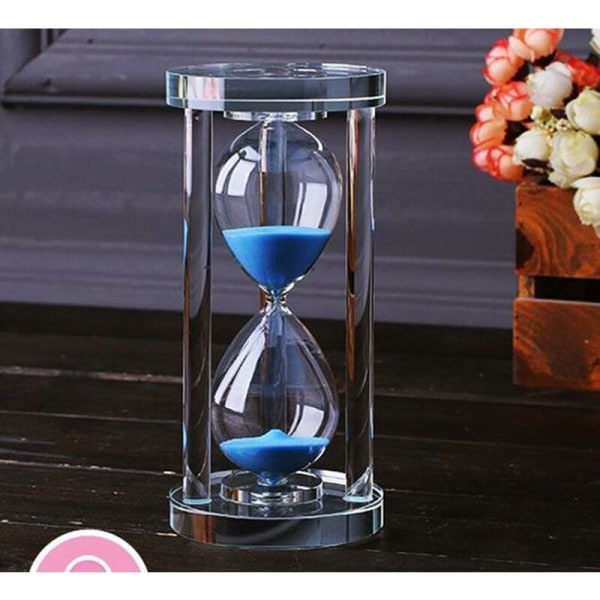 Timglas Transparent Crystal Hourglass Clock Craft Glasdekoration, 15 minuter / 30 minuter / 60 minuter (blått, 30 minuter)