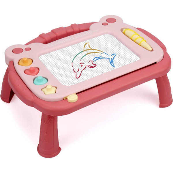 Magnetisk Tegnebræt, Skitse Doodle Bræt Pad Legetøj, Uddannelsesmæssige Læringslegetøj til Småbørn 1-3, Læringslegetøj til Baby Børn Drenge Piger (Rød) Pink and Red