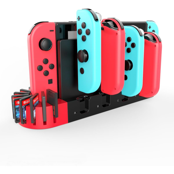 Switch Controller Lader for Nintendo Switch/Switch OLED-modell, Switch-ladedokking med 9 spill