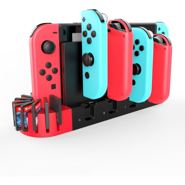 Switch-kontrollantladdare för Nintendo Switch/Switch OLED-modell, Switch-laddningsdocka med 9 spel