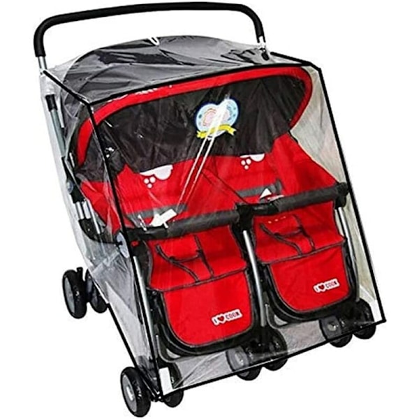 Universal Side-by-Side Twin Stroller Rain Cover Transparent PVC Dust and Wind Cover for Double Stroller