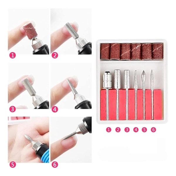 Nagelfil med 6 delar (Elektrisk) Svart