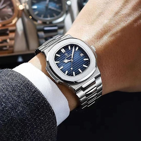 Herre Minimalistiske Armbåndsure Quartz Analog Armbåndsure Datokalender Lysende Armbåndsure Elegante Business Armbåndsure Herre Armbåndsure i Rustfrit Stål