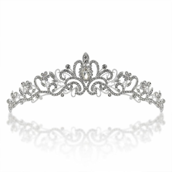 Crystal Tiara Silver Crown Bride Prinsessa tekojalokivihiuskorujen sisustus