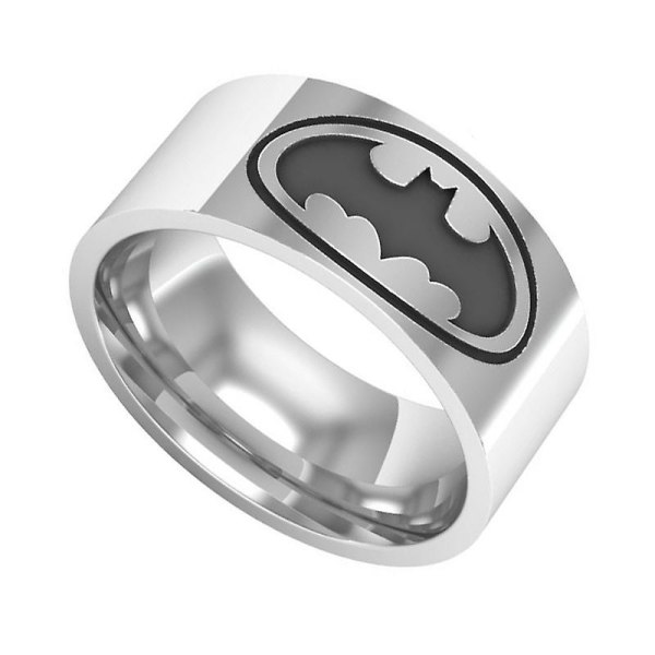 Batman Logo Sormus ruostumattomasta teräksestä Miesten sormus 8mm terästä