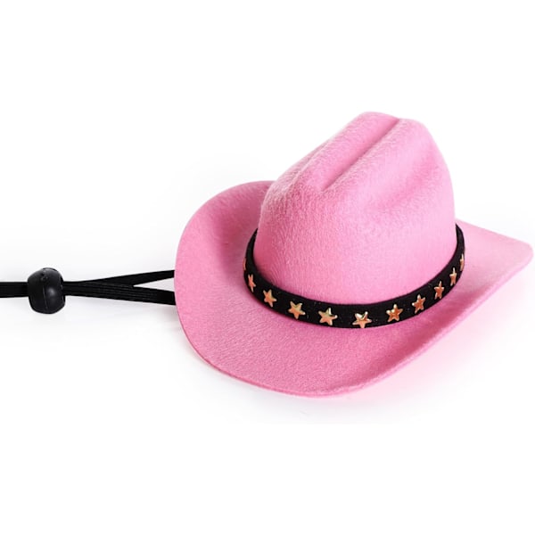 Pet Cowboy Kostyme Cosplay Cap Halloween Kostymer for Hunder Katt Kjæledyr Festdekorasjon Mini Cowboy Hat (Rosa, Liten)