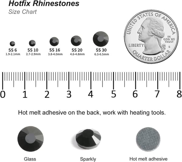 1600 stk Sorte Hotfix Rhinestones til DIY-håndværk, SS20, 4,6-4,8 mm Sort Black SS20