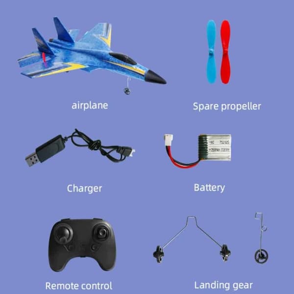 Remote-Controlled Drone/Plane with Gyroscope - Model HW33 - Blue or Red - Blå 403000