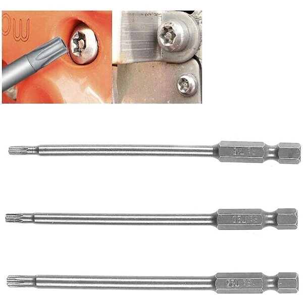 13-delt 100 mm Torx langt skruetrækkerbitsæt, magnetisk Torx bitsæt T6-T40, 1/4 tomme sekskantet elektrisk skruetrækker
