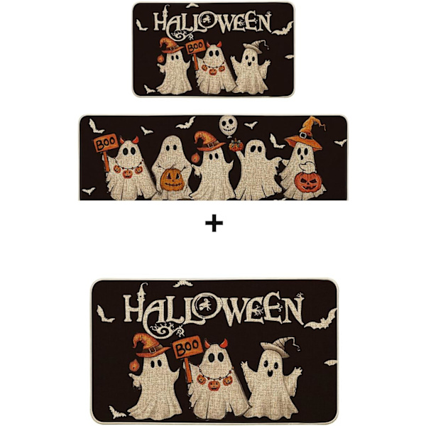 Artoid Mode Ghost Pumpkin Bat Musta Halloween-ovi Matto ja Keittiömatot 2 kpl