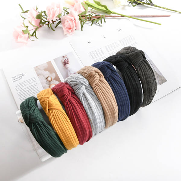 3-pack breda pannband för kvinnor, fashionabla knutna turbanpannband, elastiska hårband, håraccessoarer för kvinnor och flickor (marinblå, svart, mörkröd)
