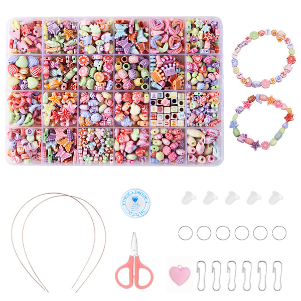 Pärlor för strängning, DIY pärlset, armband, gör egna barns strängsmycken, bokstavspärlsmycken, smyckeshantverk, födelsedagspresent till flickor