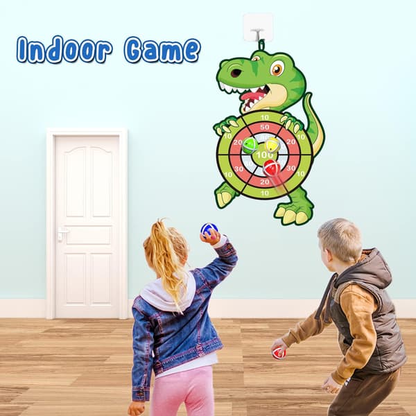 Dinosaurleker for gutter med 12 klissete baller, spill for gutter