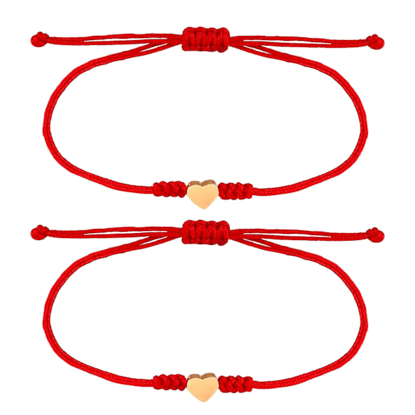 Red rope bracelet Red guardian bracelet Mother-daughter bracelet Matching heart-shaped red line friendship bracelet Youth gift (gold)