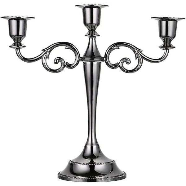 3-armet metal kandelaber lysestage sølv europæisk elegant lysestage lysestage til bryllup spisebord Julefest Boligindretning Sort
