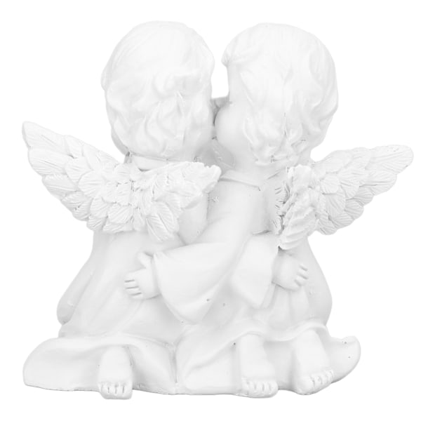 Engel Statue Syntetisk Harpiks Omfavnende Form Hvid Engel Ornament til Skrivebordsdekoration Engel Højre 0.2