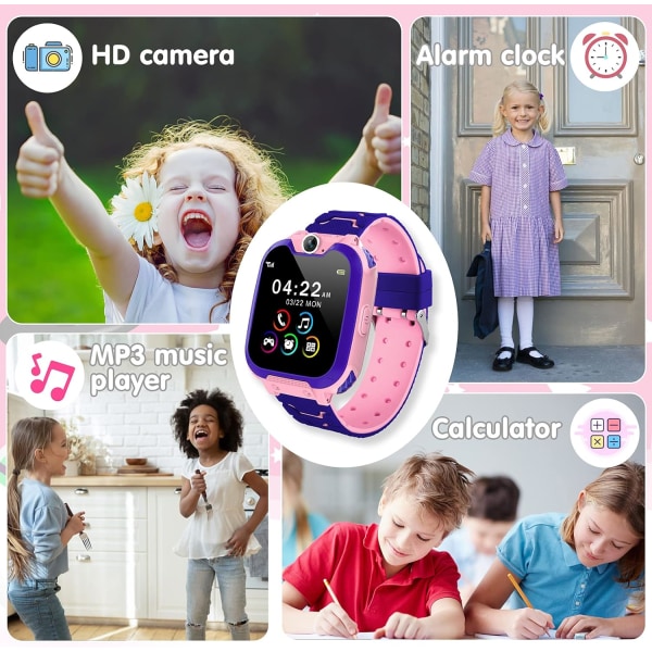 Smartklokketelefon for barn, Smartklokkeleker for barn med 16 spill Musikkspiller Kamera Videovekkerklokke, Smartklokke Gutter og Jenter Barn Bursdagsgaver