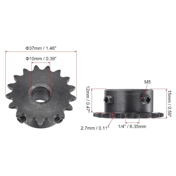 17 hammasrattaat Vaihteet 10MM 10MM 10 mm 10 mm