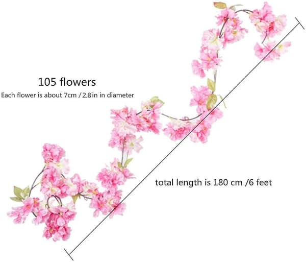 2 stk dekorert kunstig kirsebærblomstring vegghengende kirsebærblomstvinranker silkeblomstring streng falsk blomstring