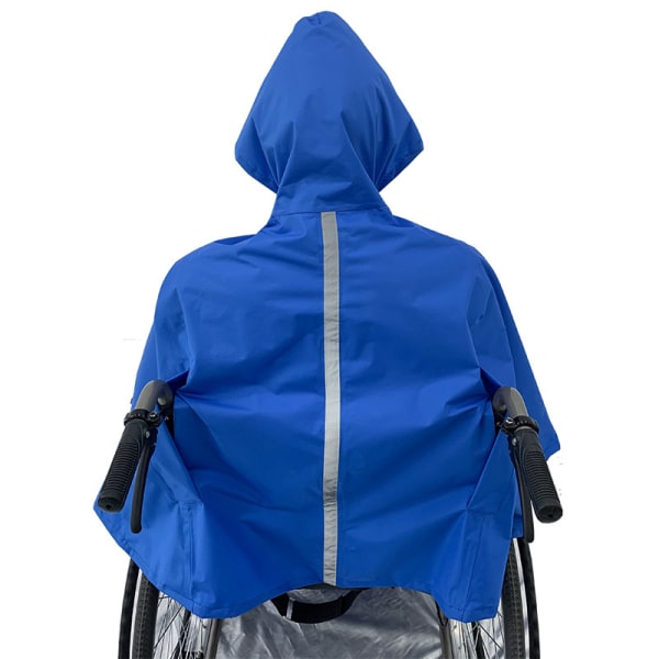 Dæk kørestolspose vandtæt sikkerhedsreflekterende poncho poncho (varmt for) blue