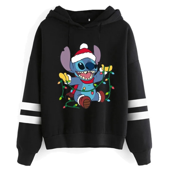 Y2k Cartoon Lilo og Stitch sjove hættetrøjer kvinder Harajuku sød Stitch Anime Sweatshirt Manga Streetwear Hoody Kvinde Børn black940 black940 M