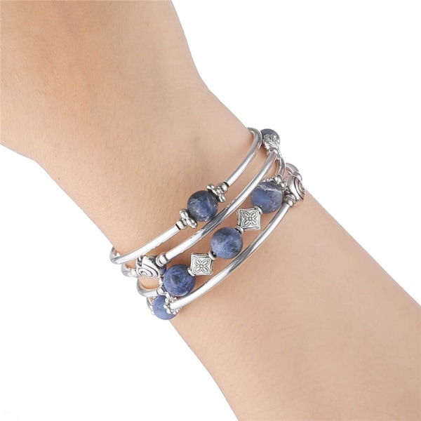 armbånd kvinner,Dames wrap armbånd med agat stein sølv flerlags perler armbånd bursdag mote smykker gave til kvinner