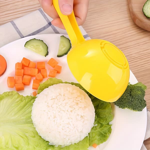 2 stk. Gule Plast Halvsirkelformede Risformer, DIY Bento Boks Sushi Risform Lett å Rengjøre