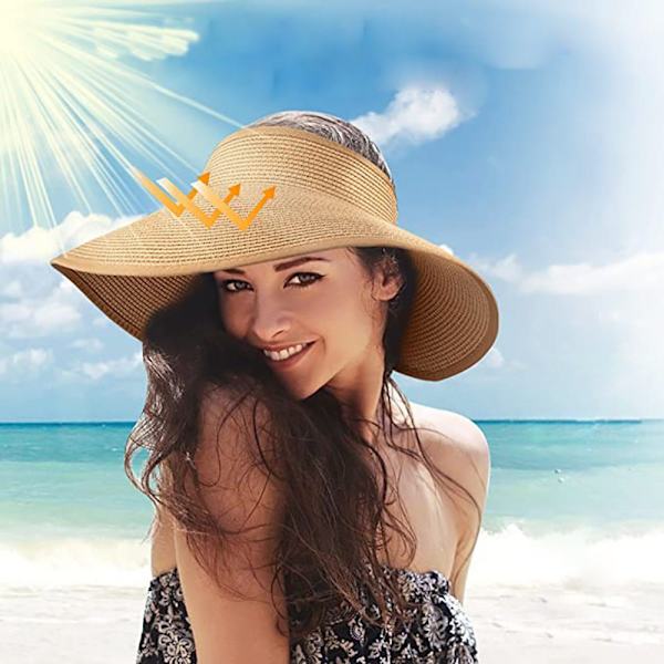 Solhatt for kvinner, sammenleggbar solhatt med UV-beskyttelse, elegant solhatt, sommerhatt