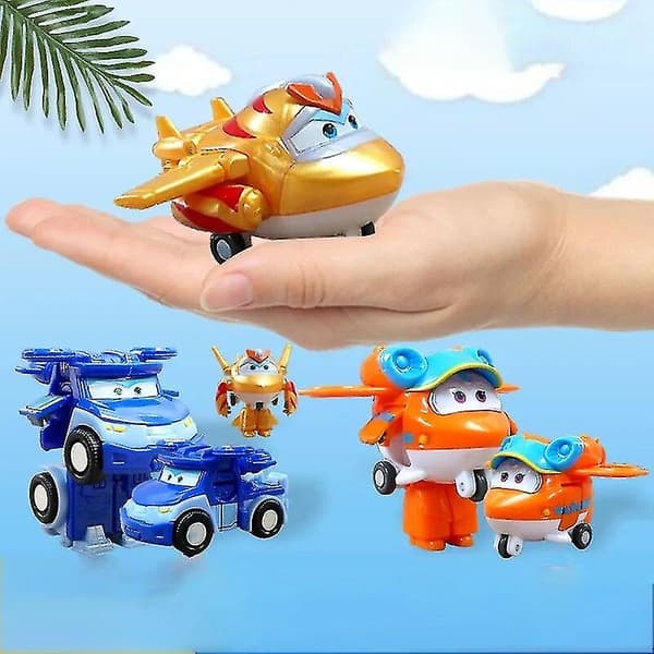 Super Wings Action Figures 2\" Mini Transformerende Deformasjon Fly Robot Jett Dizzy Dino Transformasjonsmodell Leker Barnegaver Flip Flip