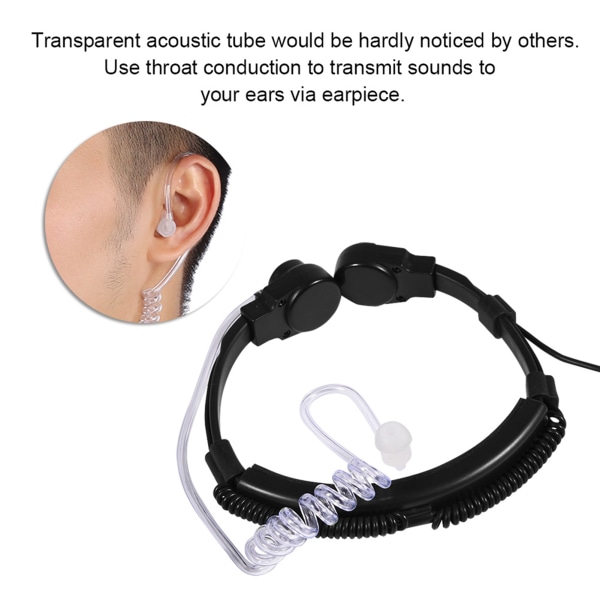 Throat Mic Headset akustisk rør ørestykke PTT til Baofeng UV5R 2-vejs radio walkie talkie