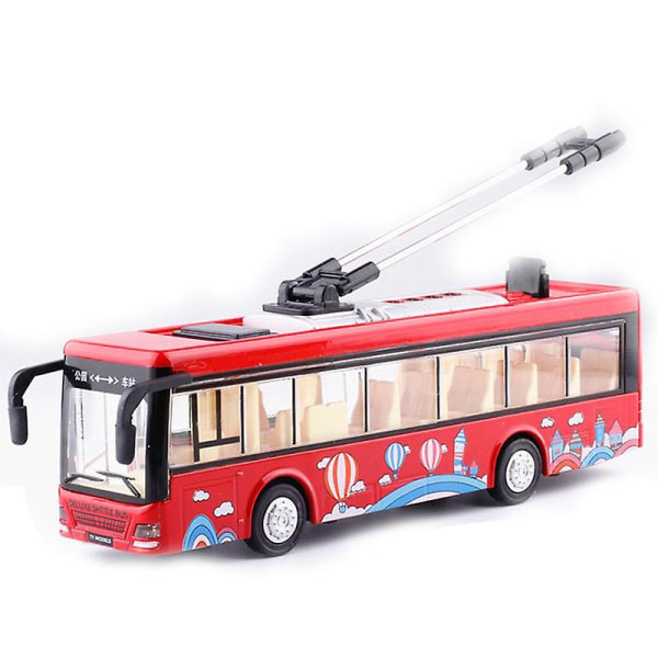 Children's Toys Alloy Sightseeing Bus Model 1/32 Trolley Bus Diecast Tram Bus Vehicle Car Toy with Light