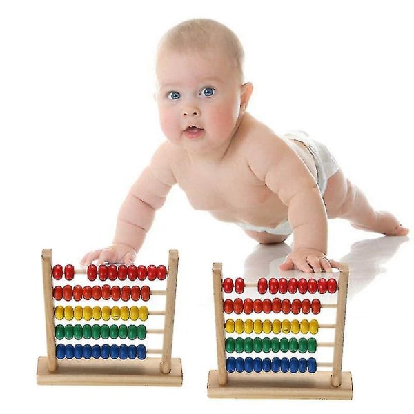 Mini träbollstomme Barn tidig matte lärande leksak siffror Räkna beräkna pärlor leksak