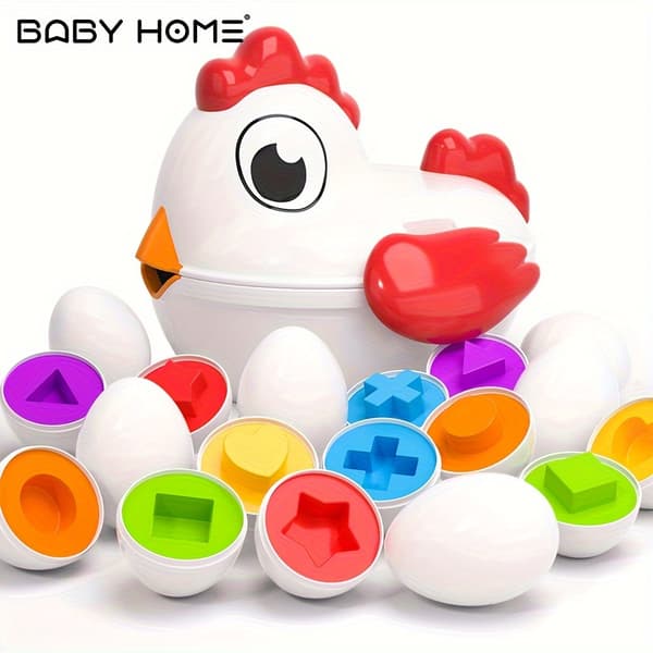 Babyhome TEMI Påske Kyllingeæg Legetøj - 6 stk. Farvematchende Formsorterer til Børn Easter Chicken Toy