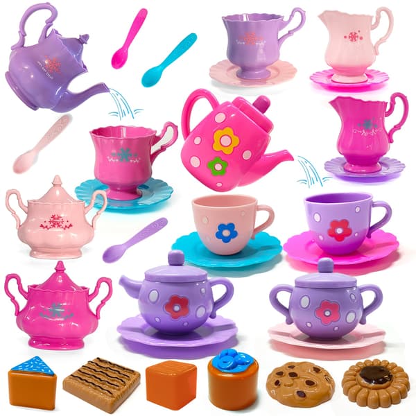 Prinsesse Teselskabssæt til Piger - Leg Tesæt Legetøj til Alderen 3-6 Tea Set